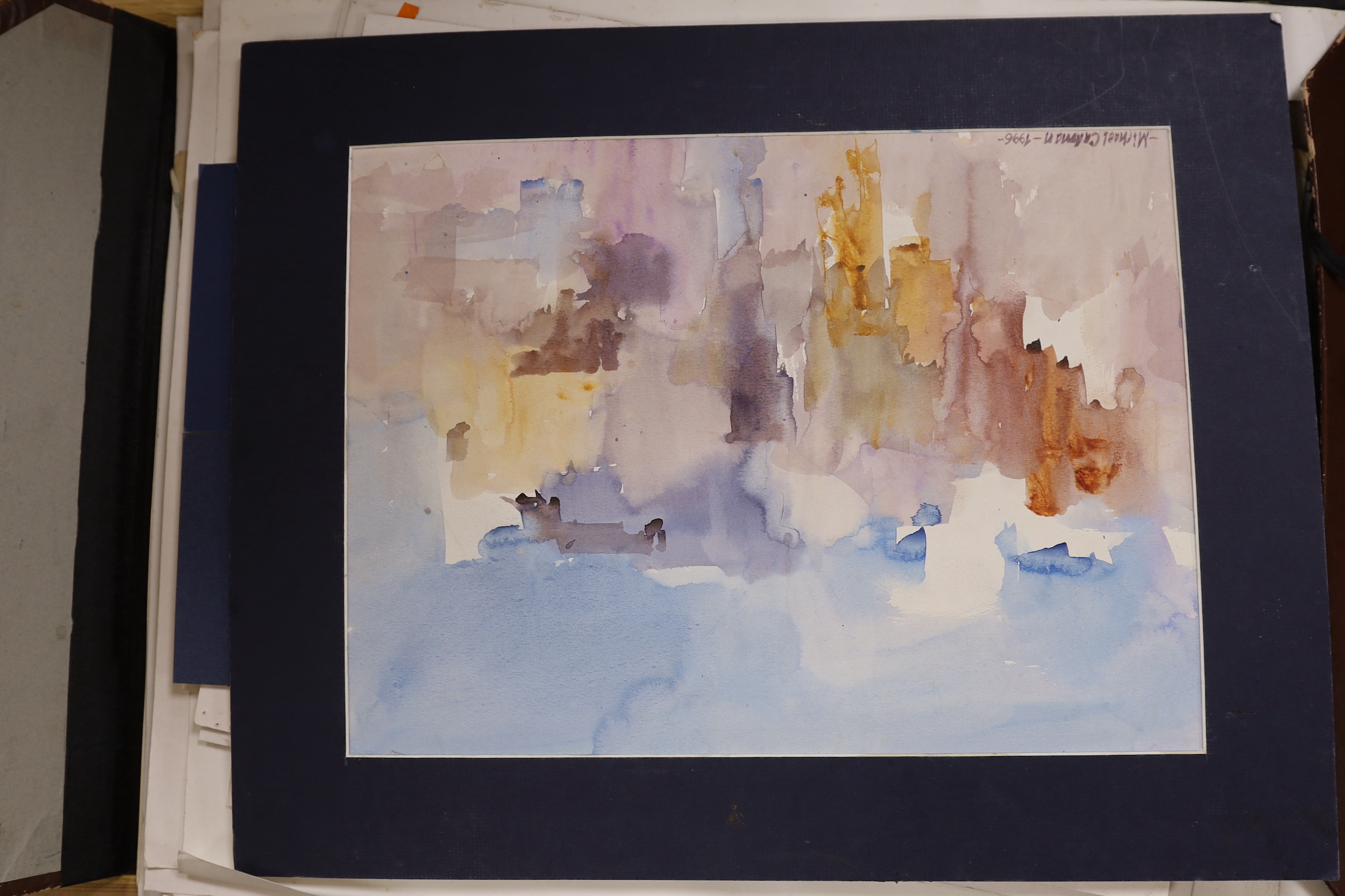Michael Lawrence Cadman (1920-2010), portfolio of predominantly watercolours, comprising abstracts, landscapes, portraits, etc., largest 46 x 61cm
